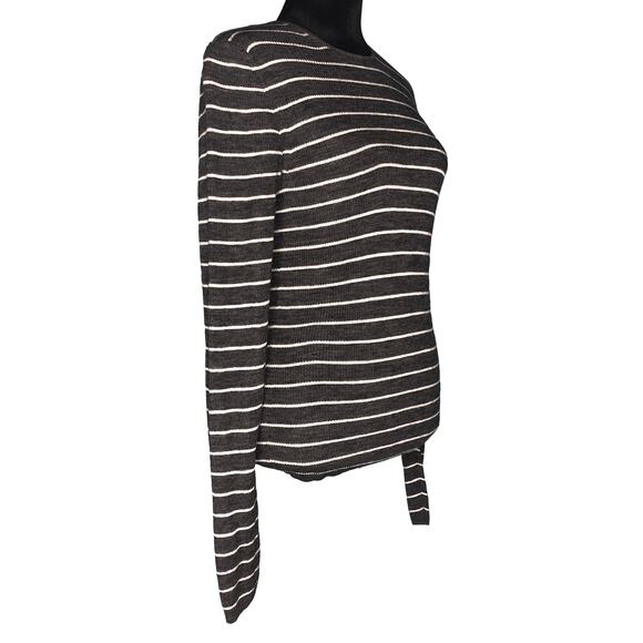 Vince Gray Wool Stripe Rib Knit Shirt - Size Medium - Picture 5 of 13